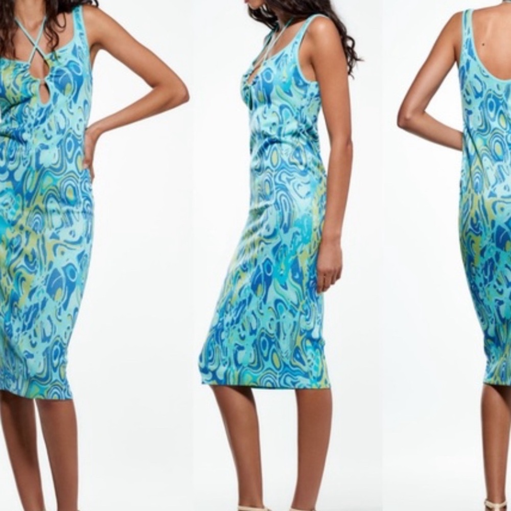 Zara Cut-Out Jacquard Dress